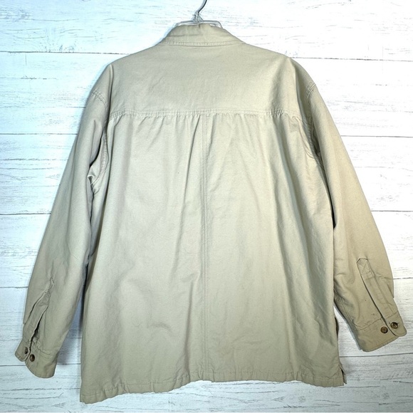 Vintage Khaki Shirt Jacket Shacket Quilted Lining Chest Pockets Workwear - Picture 3 of 5
